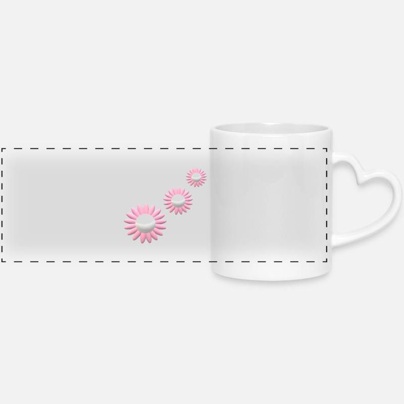 Fleur... - Mug panoramique avec anse en forme de cœur - blanc