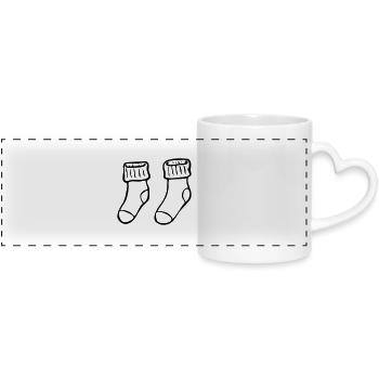 Pair of socks - Panoramic mug with heart handle - white - Front