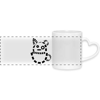 cat dog kitten cat cute cuddly cat gift - Panoramic mug with heart handle - white - Front