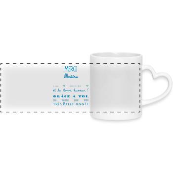 merci maitre cp école - Mug panoramique avec anse en forme de cœur - blanc - Devant