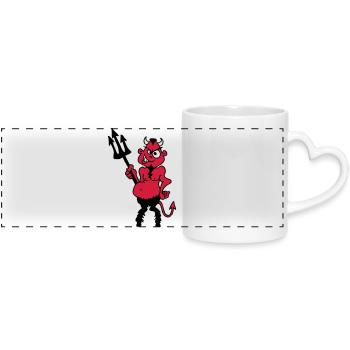Fat red devil - Panoramic mug with heart handle - white - Front