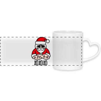 xoxoxo xoxo xo ho câlins et bisous père Noël - Mug panoramique avec anse en forme de cœur - blanc - Devant