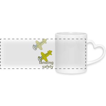 landing safely - Panoramic mug with heart handle - white - Front