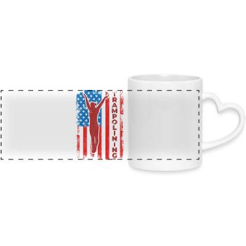 Trampolinspringen USA Flagge - Panoramatasse mit Herzhenkel - Weiß - Vorne