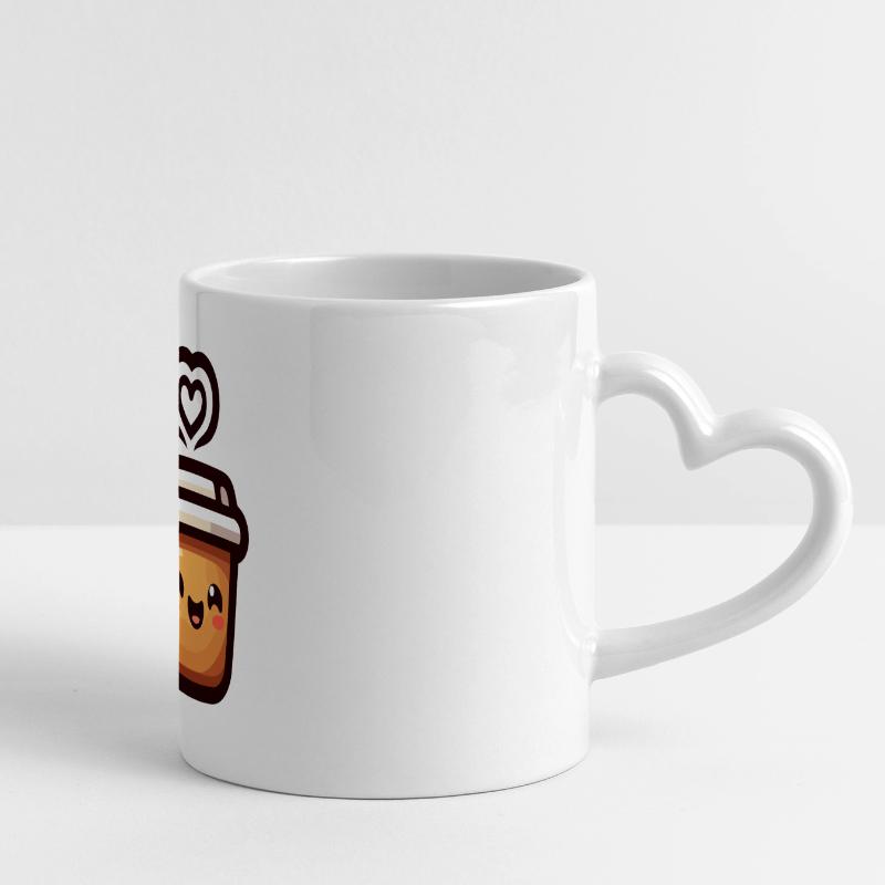 Caffeine Cutie : le joyeux Java Mug panoramique avec anse en forme de cœur