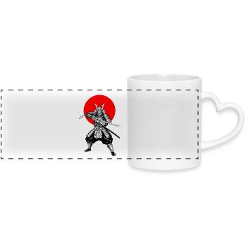Japanese style samurai - Panoramic mug with heart handle - white - Front