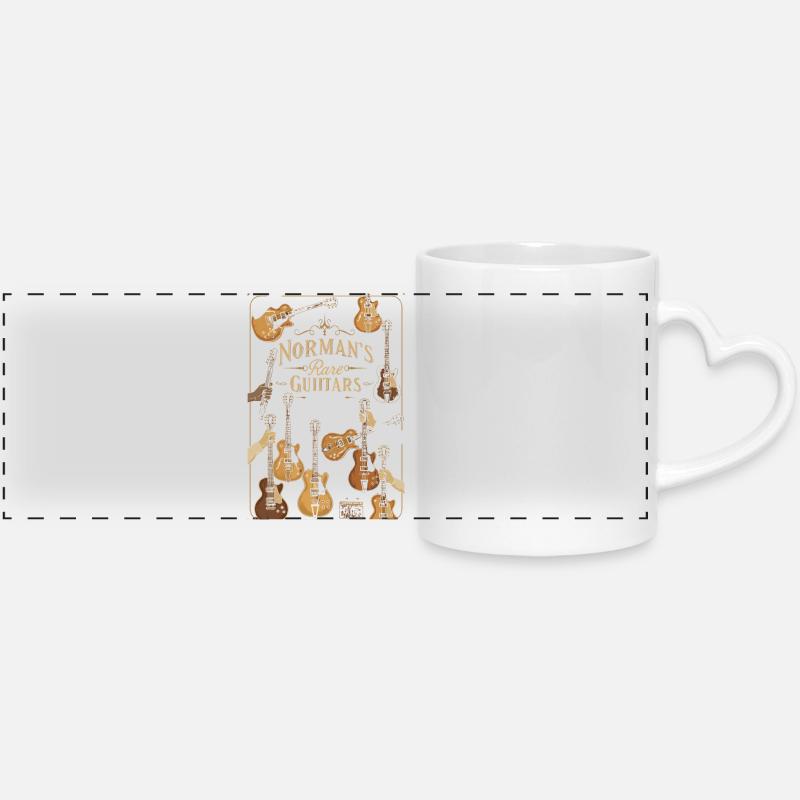 Norman's Rare Guitars Vintage Illustration - Panoramic mug with heart handle - white