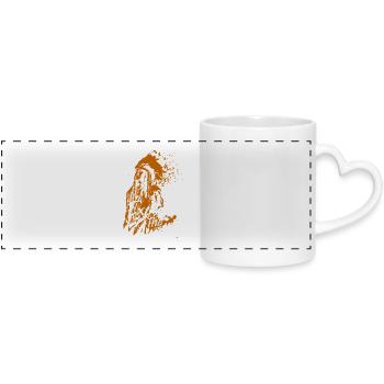 Explore the World Orange Mural with Indian - Panoramic mug with heart handle - white - Front