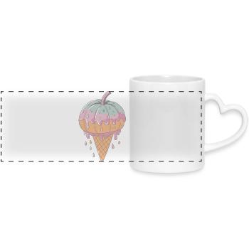 Delicate Pastel Drips Cornet - Panoramic mug with heart handle - white - Front