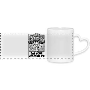 Brocoli en colère : Mange tes légumes - Mug panoramique avec anse en forme de cœur - blanc - Devant