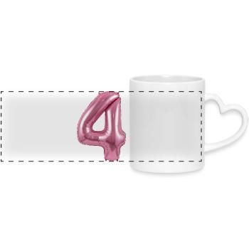 4th Birthday Shirt, Pink Balloon Helium - Panoramic mug with heart handle - white - Front