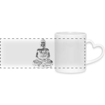 Friedlicher Geist-Buddha-Zitat - Panoramatasse mit Herzhenkel - Weiß - Vorne