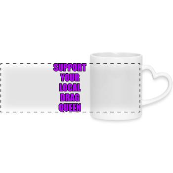Soutenez votre drag queen locale - Mug panoramique avec anse en forme de cœur - blanc - Devant
