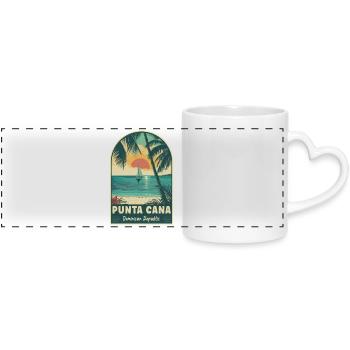 Découvrez Punta Cana République dominicaine - Mug panoramique avec anse en forme de cœur - blanc - Devant