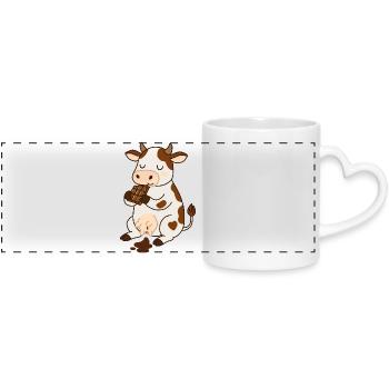 Vache en chocolat - Mug panoramique avec anse en forme de cœur - blanc - Devant