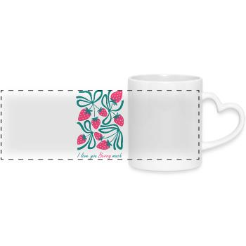 Ripe strawberries - Panoramic mug with heart handle - white - Front
