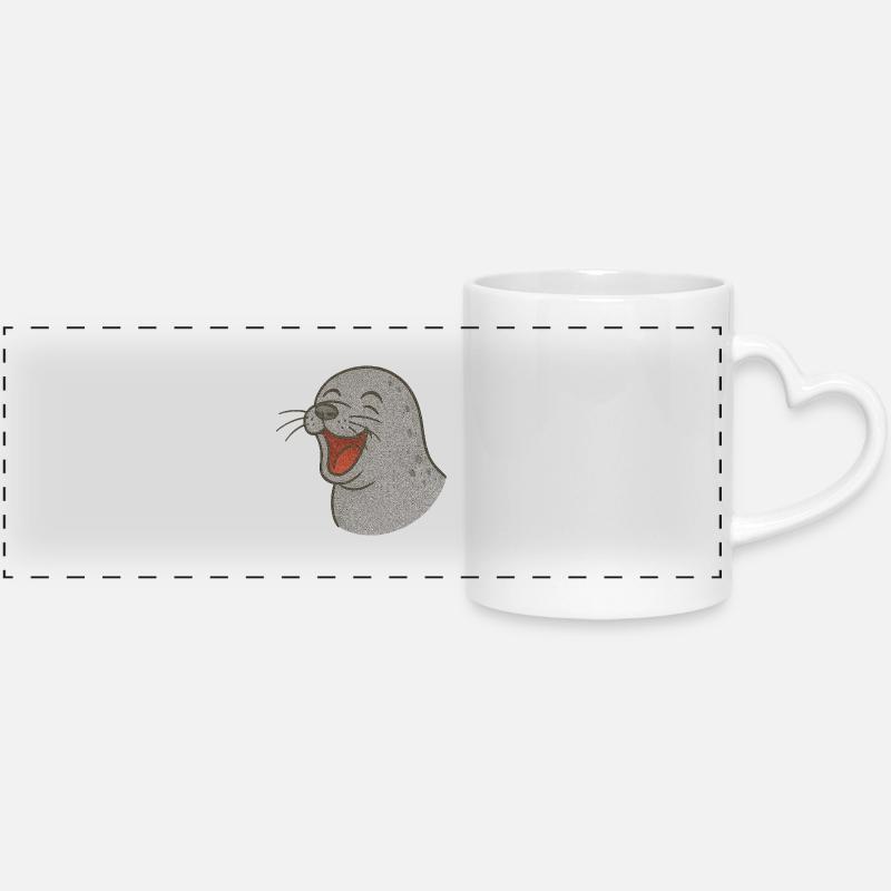 Seehund_der_Lacht - Panoramic mug with heart handle - white
