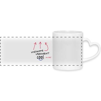 vraiment cool ou pas! - Mug panoramique avec anse en forme de cœur - blanc - Devant