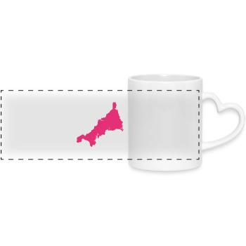 Cornwall UK County - Panoramic mug with heart handle - white - Front