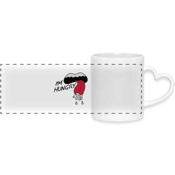 im_hungry_mouth - Panoramic mug with heart handle - white - Front