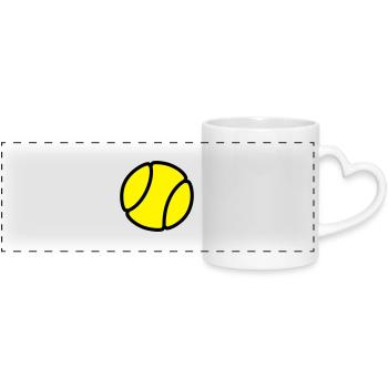 tennis - Panoramic mug with heart handle - white - Front