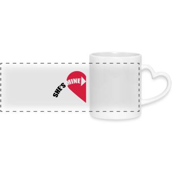 She's Mine Love Heart - Panoramic mug with heart handle - white - Front