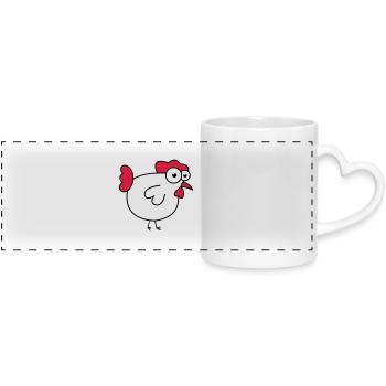 huhn_02 - Panoramatasse mit Herzhenkel - Weiß - Vorne