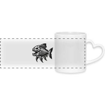 Squelette Piranha - Mug panoramique avec anse en forme de cœur - blanc - Devant
