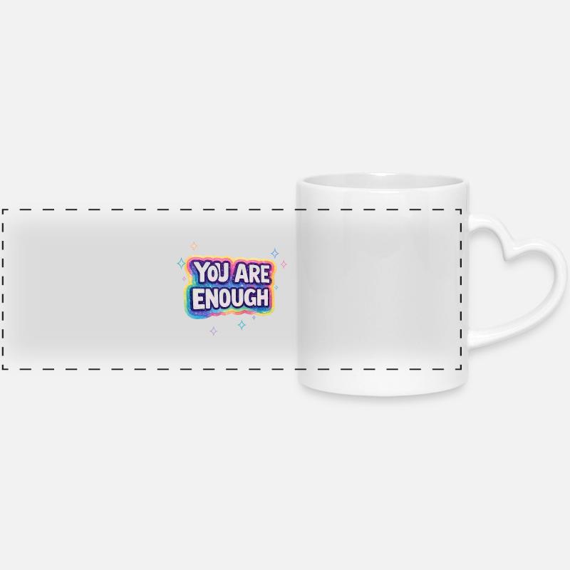 You Are Enough Rainbow Glow - Panoramic mug with heart handle - white