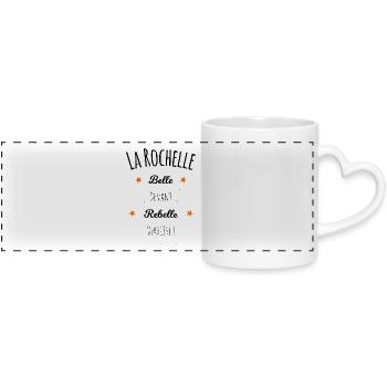 La Rochelle, Belle et Rebelle ! - Mug panoramique avec anse en forme de cœur - blanc - Devant