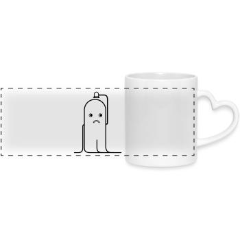 Sad man with hat in the rain - Panoramic mug with heart handle - white - Front