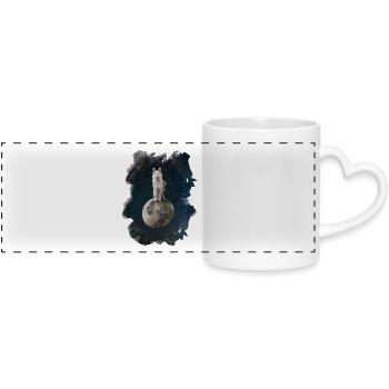 Mystical Wolf - Panoramic mug with heart handle - white - Front