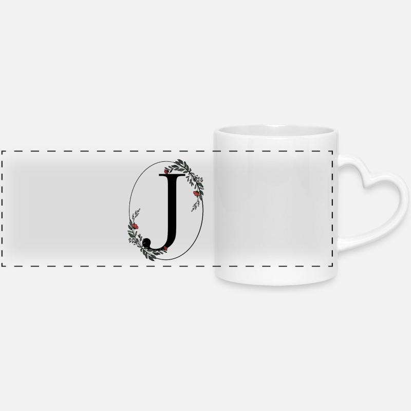Lettre J - Mug panoramique avec anse en forme de cœur - blanc