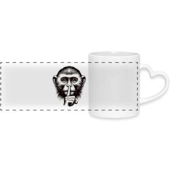Singe silencieux - Logo - Mug panoramique avec anse en forme de cœur - blanc - Devant