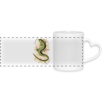 Lizard - Panoramic mug with heart handle - white - Front