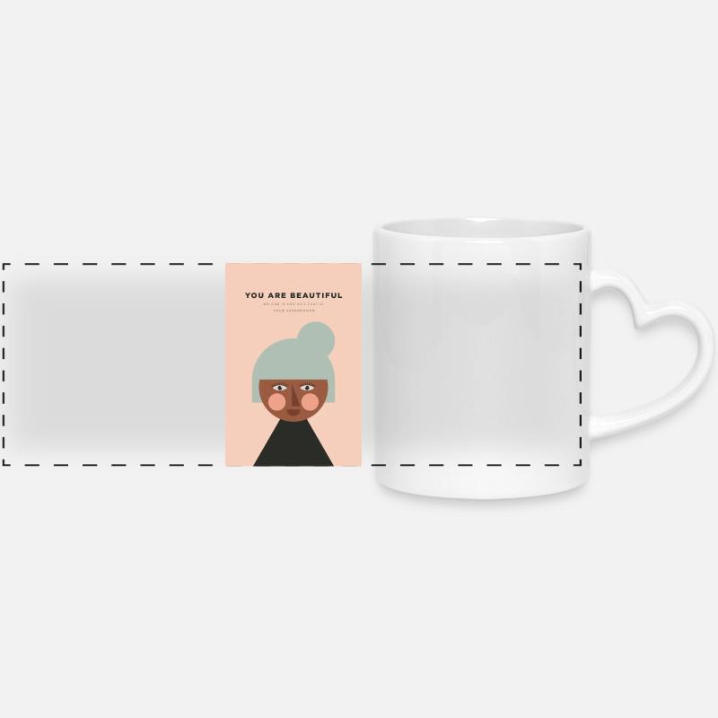 YOU ARE BEAUTIFUL - Panoramic mug with heart handle - white
