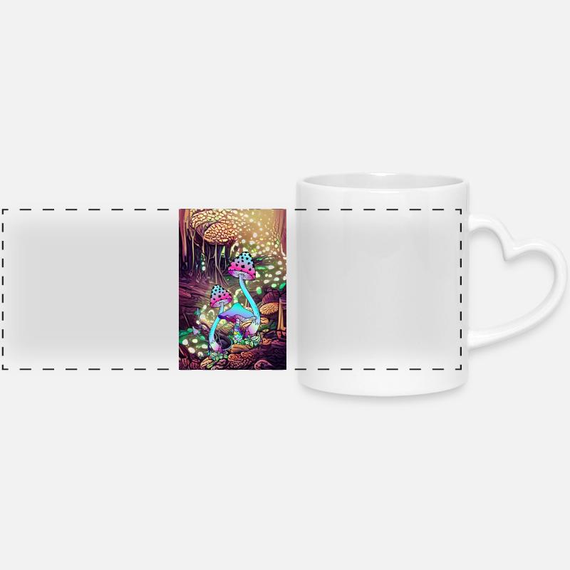 Magic Mushroom Landscape artwork - Panoramic mug with heart handle - white