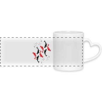 Fish decoration - Panoramic mug with heart handle - white - Front
