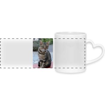 Katze Kätzchen Poster Katzenposter - Panoramatasse mit Herzhenkel - Weiß - Vorne