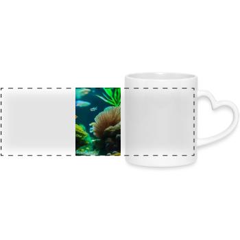 Fische, Aquarium - Panoramatasse mit Herzhenkel - Weiß - Vorne