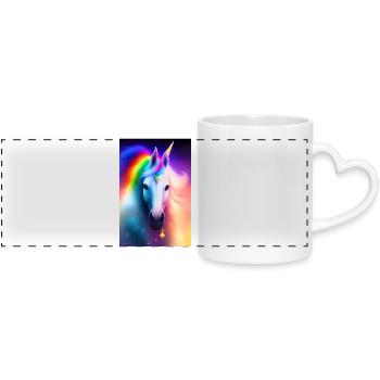 Unicorn - Panoramic mug with heart handle - white - Front