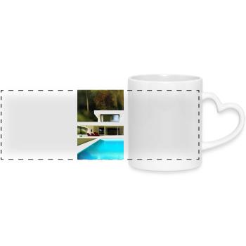 Weiße Villa mit Pool - Panoramatasse mit Herzhenkel - Weiß - Vorne