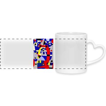 Abstract art - Panoramic mug with heart handle - white - Front
