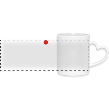 The white waterfall and the red sun - Panoramic mug with heart handle - white - Front