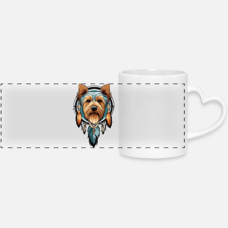 Yorkshire Terrier Dream Catcher - Panoramic mug with heart handle - white