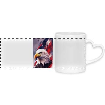 Bald Eagel - Patriotic - Panoramic mug with heart handle - white - Front