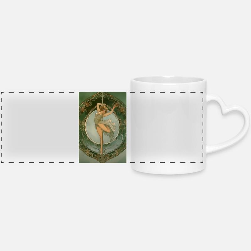 Art Nouveau Pole Dancer - Panoramic mug with heart handle - white