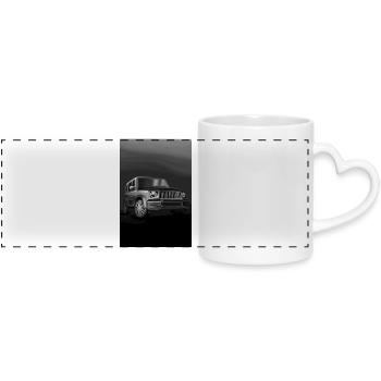 Black and White SUV Art Print - Panoramic mug with heart handle - white - Front