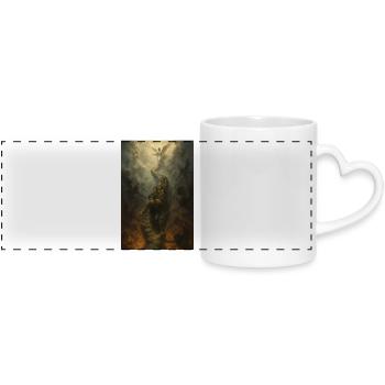 "The Path Between – Heaven, Hell and Human Fear" - Panoramatasse mit Herzhenkel - Weiß - Vorne