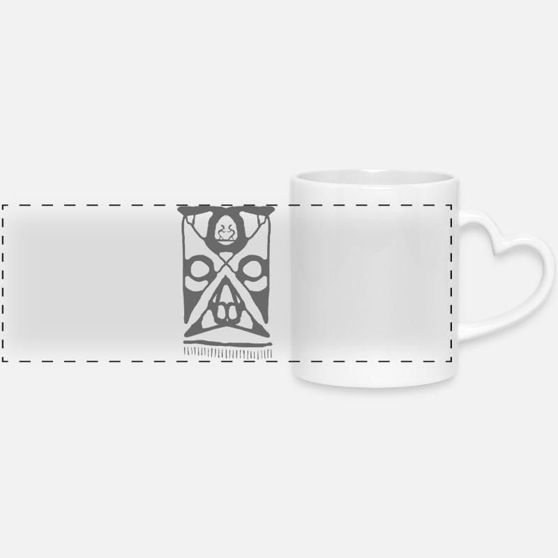 Abstract Tribal Maori Pattern Print - Panoramic mug with heart handle - white